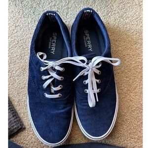 Sperry Top-Sider Corduroy Navy Blue Lace Up Sneakers Office Siren Men's Size 11